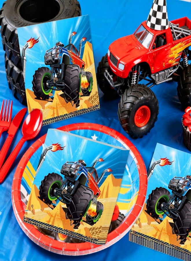 Roaring Good Time Monster Truck Party Napkins Monster Truck Birthday Party Supplies Fire Cars Napkins Dirty Bike Trucks Sign Race Car Theme Party Supplies Trucks Party Supplies Birthday Decorations 40 Pack​ ​ - Image 2